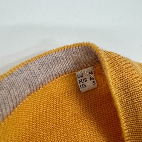 Men’s Mustard V-Neck Sweater with Suede Elbow Patches - Picture 6 of 11